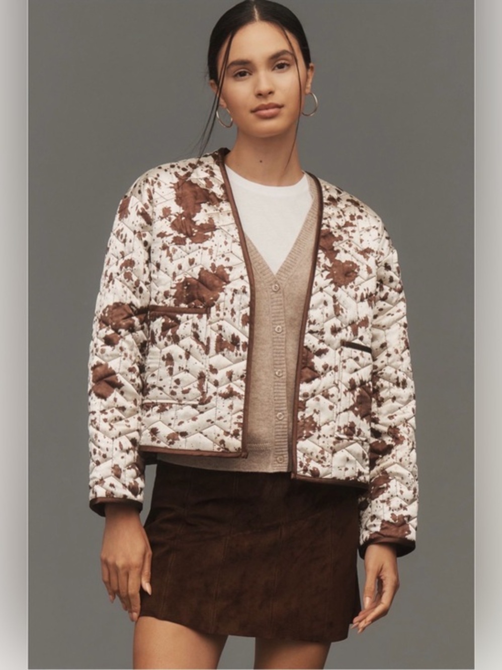 Anthropologie Maeve Cow Print Quilted Jacket NWT